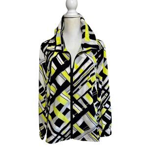 Chico's women’s Sz3 xl 16 nwt track zip up jacket fluorescent yellow geometric